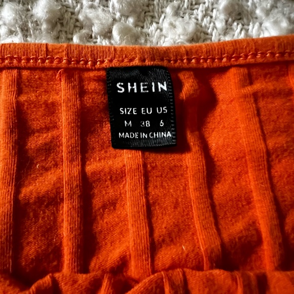 SHEIN Orange Halter Tie Ribbed Tank Top Cropped Size M 6 - Picture 2 of 2